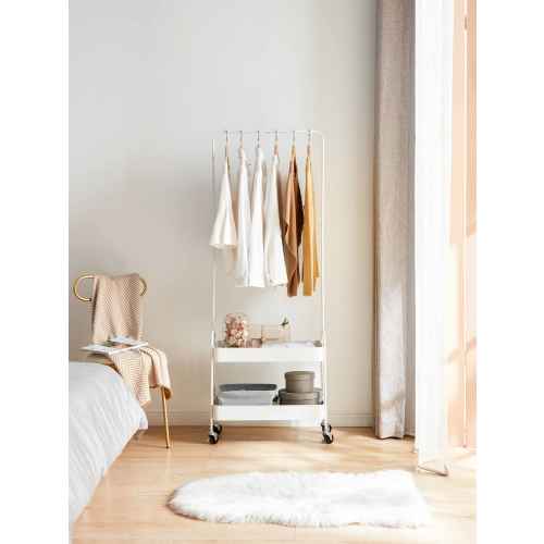 Linspire Pitch Metal Clothes Rack with Storage 56cm, White