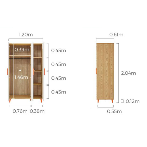 Linspire Fresko Wardrobes with 3 Doors, 1.2m