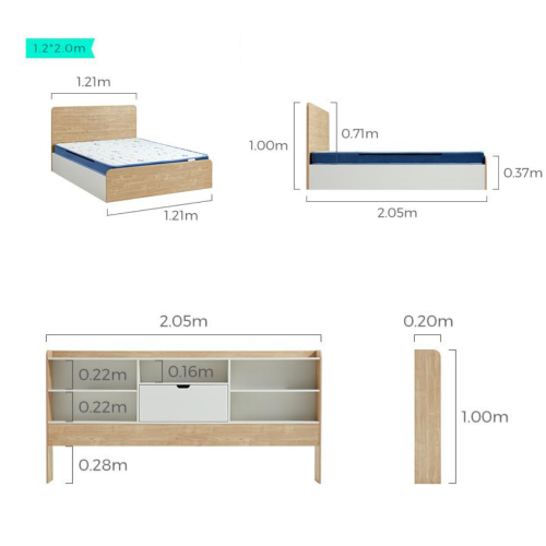 Linspire Juniper Bed Frame with Shelving Unit 120x200cm