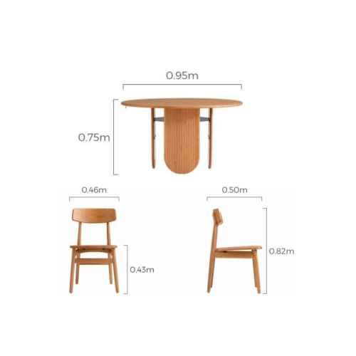 Linspire Harbor Solid Wood Dining Table with 2 Chairs Set 0.95m