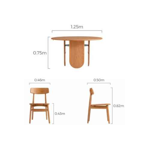 Linspire Harbor Solid Wood Dining Table with 4 Chairs Set 1.25m