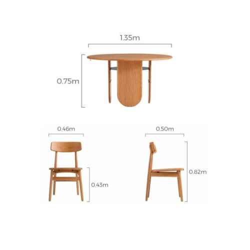 Linspire Harbor Solid Wood Dining Table with 4 Chairs Set 1.35m