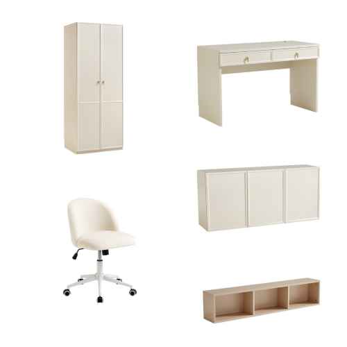 Linspire Haven 2-Door Wardrobe with Desk, Cabinet and Chair Set