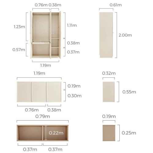 Linspire Haven 3-Door Wardrobe with Desk, Cabinet and Chair Set