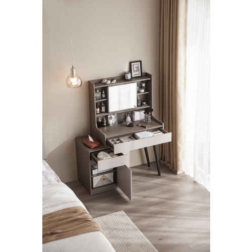 Linspire Juniper Extendable Dressing Table with Cabinet, Ash & Light Grey