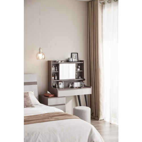 Linspire Juniper Extendable Dressing Table with Cabinet Set, Ash & Light Grey