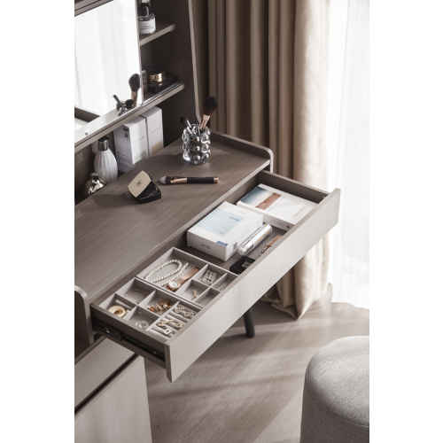 Linspire Juniper Extendable Dressing Table with Cabinet Set, Ash & Off-White