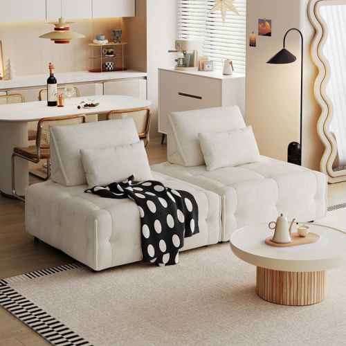 Linspire Mizu Boucle 1-Seater Modular Sofa, Large, White