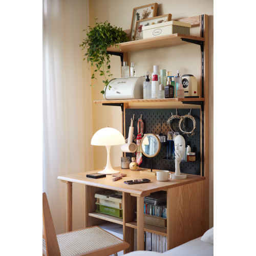 Linspire Noble Desk with Shelf, 0.8m, Natural & Black