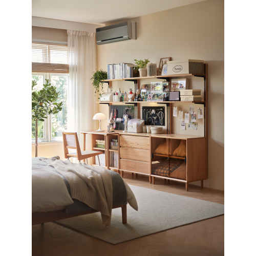 Linspire Noble Desk with Shelf, 0.8m, Natural & Black