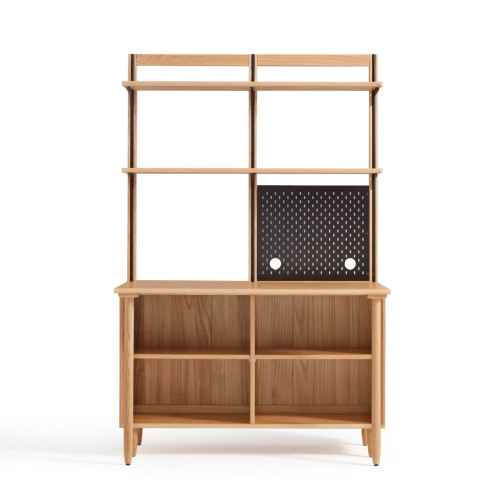 Linspire Noble Desk with Shelf, 1.2m, Natural & Black