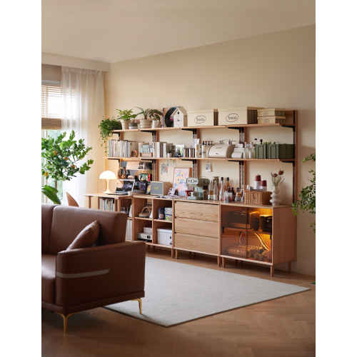 Linspire Noble Desk with Shelf, 1.2m, Natural & Black
