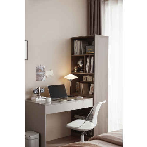 Linspire Rena Desk with Bookcase, Ash & Cool White