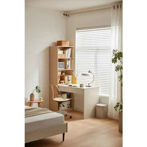 Linspire Rena Desk with Bookcase, Ash & Natural