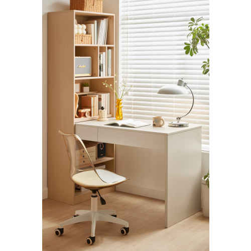 Linspire Rena Desk with Bookcase, Ash & Natural