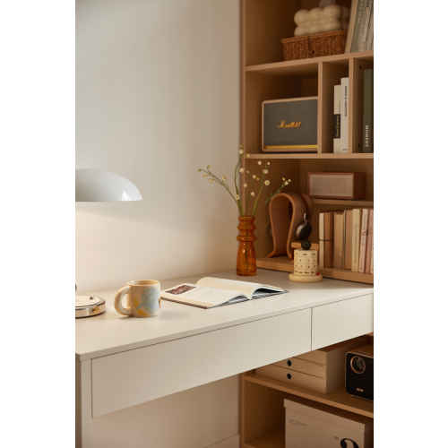 Linspire Rena Desk with Bookcase, Ash & Natural