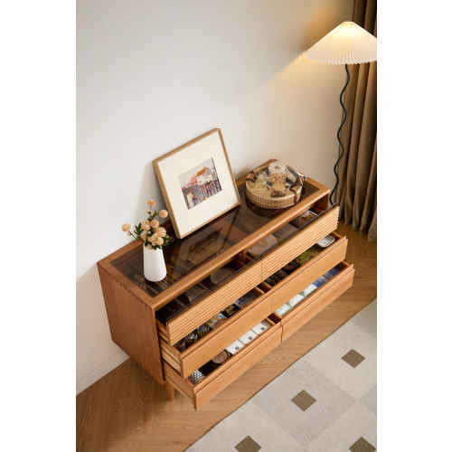 Linspire Flow Chest of 6 Drawers with Glass Top