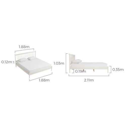 Linspire Ventus Solid Wood Bed Frame, 180x200cm, White