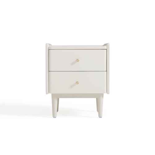 Linspire Ventus Bedside Table with Glass Top, Off-White
