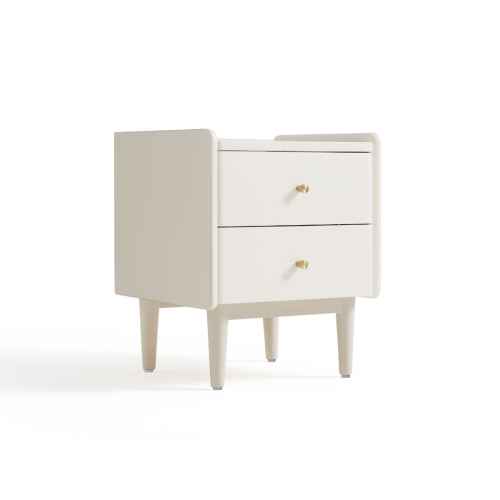 Linspire Ventus Bedside Table with Glass Top, Off-White