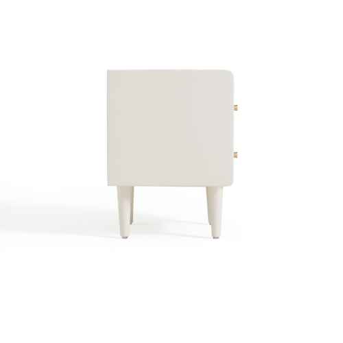 Linspire Ventus Bedside Table with Glass Top, Off-White
