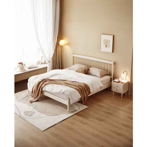 Linspire Ventus Bedside Table with Glass Top, Off-White