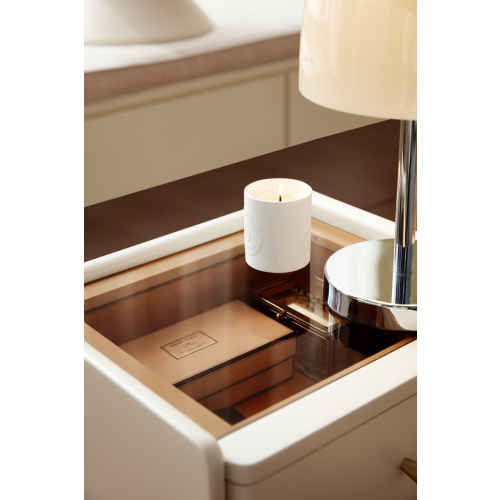 Linspire Ventus Bedside Table with Glass Top, Off-White