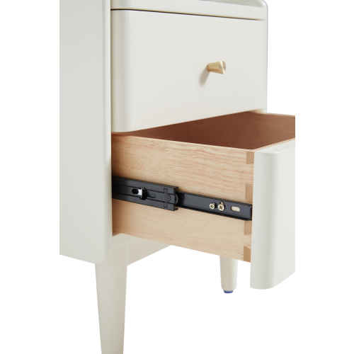 Linspire Ventus Bedside Table with Glass Top, Off-White