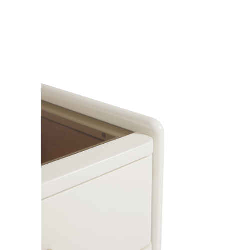 Linspire Ventus Bedside Table with Glass Top, Off-White