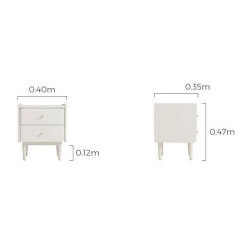 Linspire Ventus Bedside Table with Glass Top, Off-White