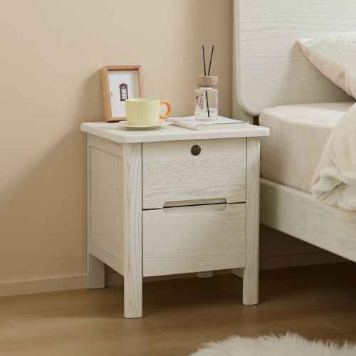 Linspire Ventus Solid Wood Bedside Table, White