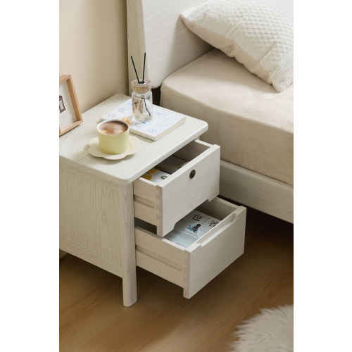 Linspire Ventus Solid Wood Bedside Table, White