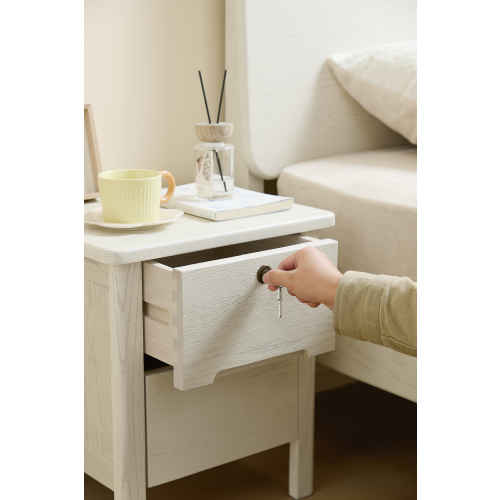 Linspire Ventus Solid Wood Bedside Table, White