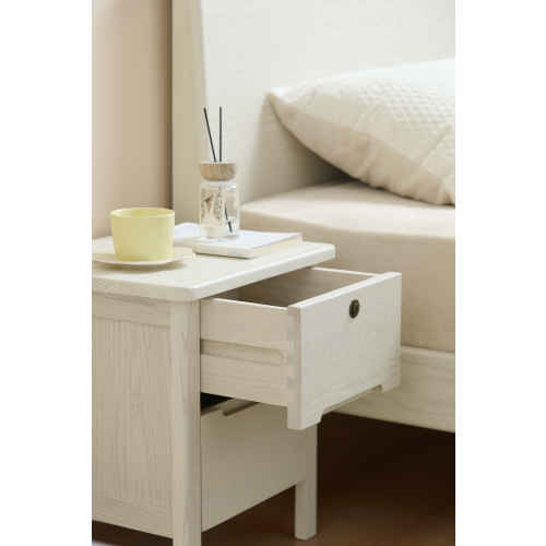 Linspire Ventus Solid Wood Bedside Table, White