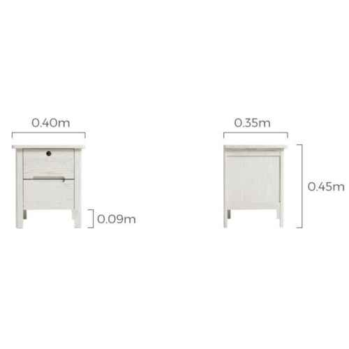 Linspire Ventus Solid Wood Bedside Table, White