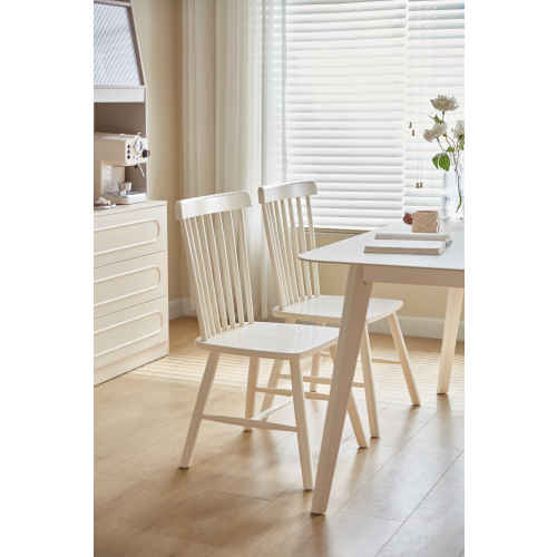 Linspire Ventus Solid Wood Dining Chairs, White, Set of 2