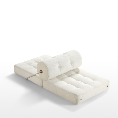 Linspire Sora Corduroy Lounge Sofa Bed, White