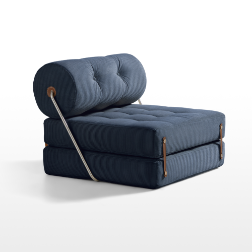 Linspire Sora Corduroy Lounge Sofa Bed, Blue