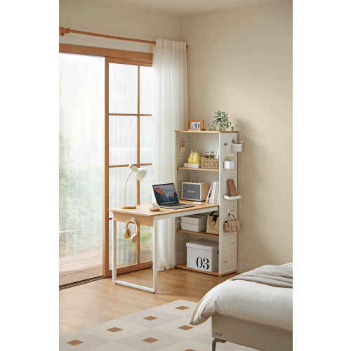 Linspire Ascend Desk with Shelves, Natural & White