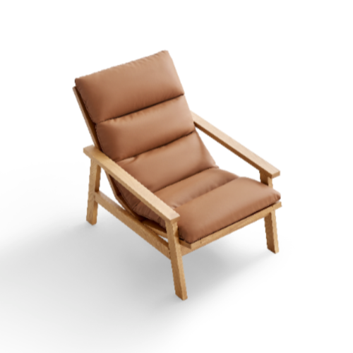 Linspire Bliss Solid Wood Armchair, Natural & Orange