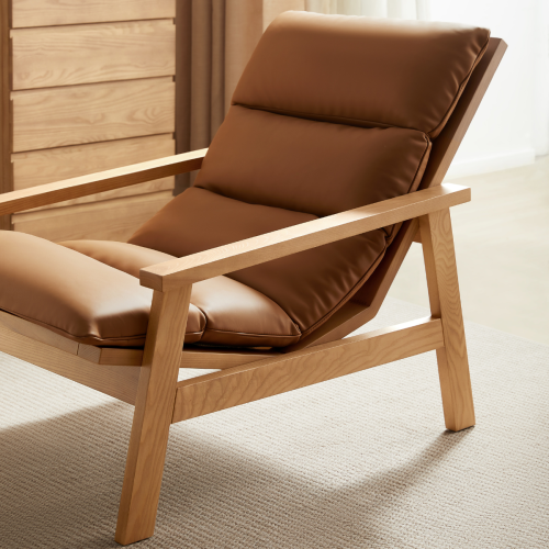 Linspire Bliss Solid Wood Armchair, Natural & Orange