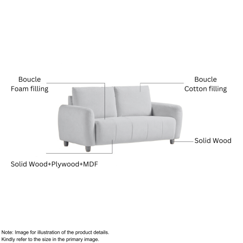 Linspire Aero 3-Seater Boucle Sofa, Beige