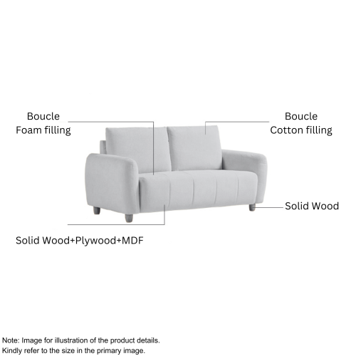 Linspire Aero 3-Seater Boucle Sofa, Off White