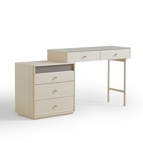 Linspire Genesis Glass Top Dressing Table with Chest Of 3 Drawers