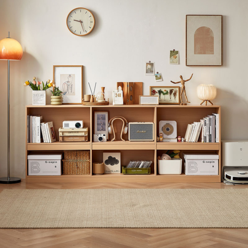 Linspire Lattice Small Queen Bed Base with Drawers and Storage Cabinet, Cool White & Natural