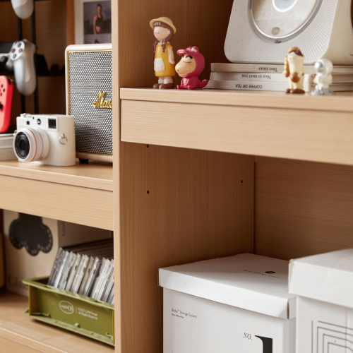 Linspire Lattice Small Queen Bed Base with Drawers and Storage Cabinet, Cool White & Natural