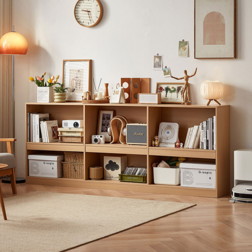 Linspire Lattice Small Double Bed Base with Drawers and Storage Cabinet, Light Grey & Natural