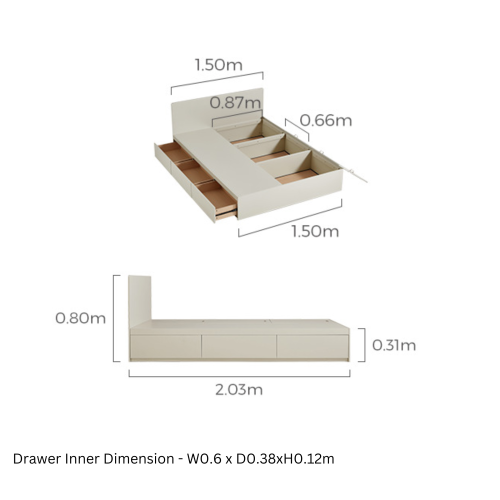 Linspire Lattice Small Queen Bed Frame with Drawers