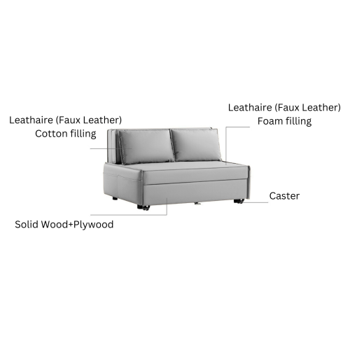 Linspire Lumen 2-Seater Leathaire Sofa Bed, Brown