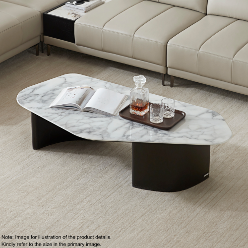 Linspire Moti Glossy Sintered Stone Top Coffee Table, 140x70x36cm